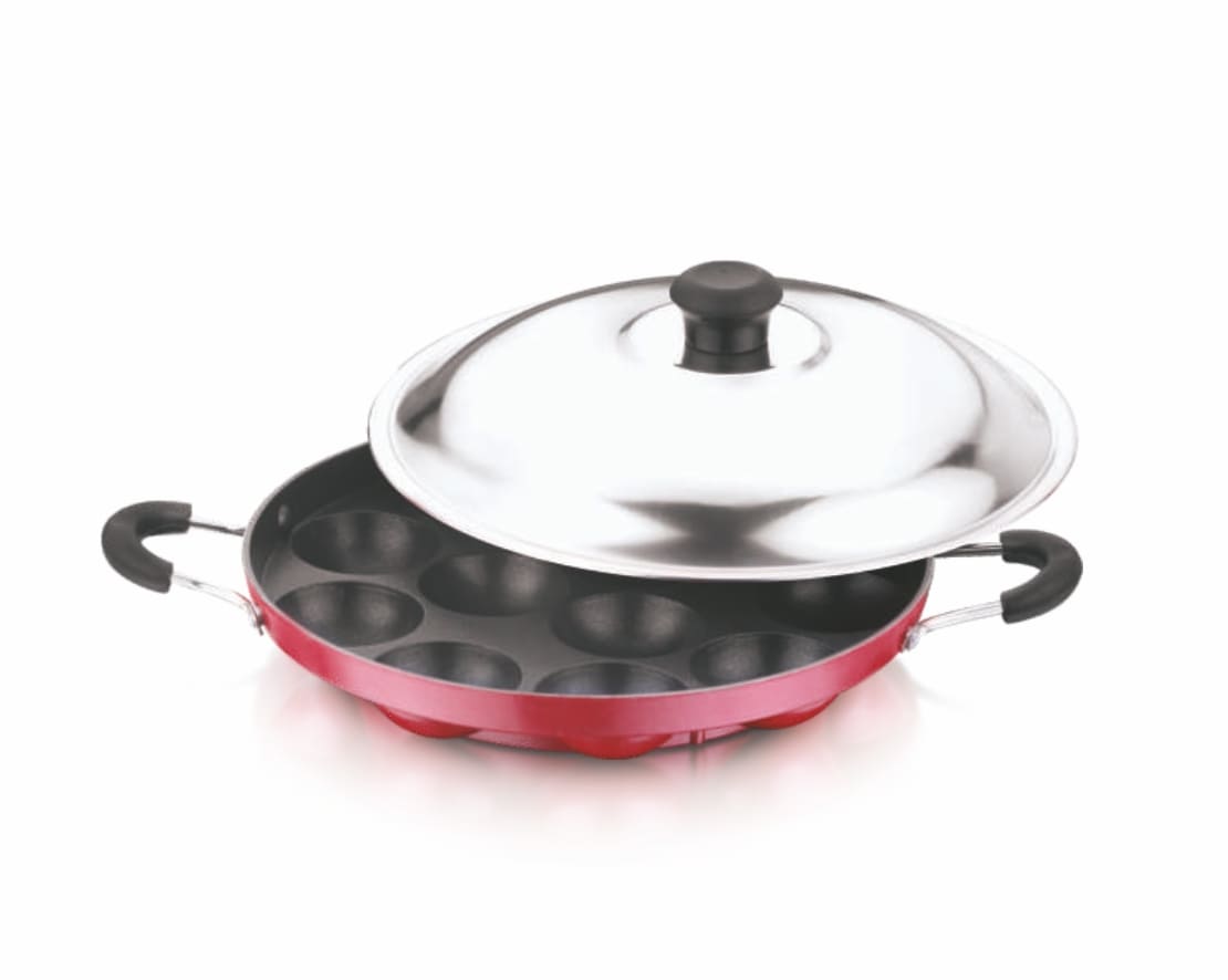 TEJAS Prima Non-Stick Appam Patra 12 with S.S. Lid