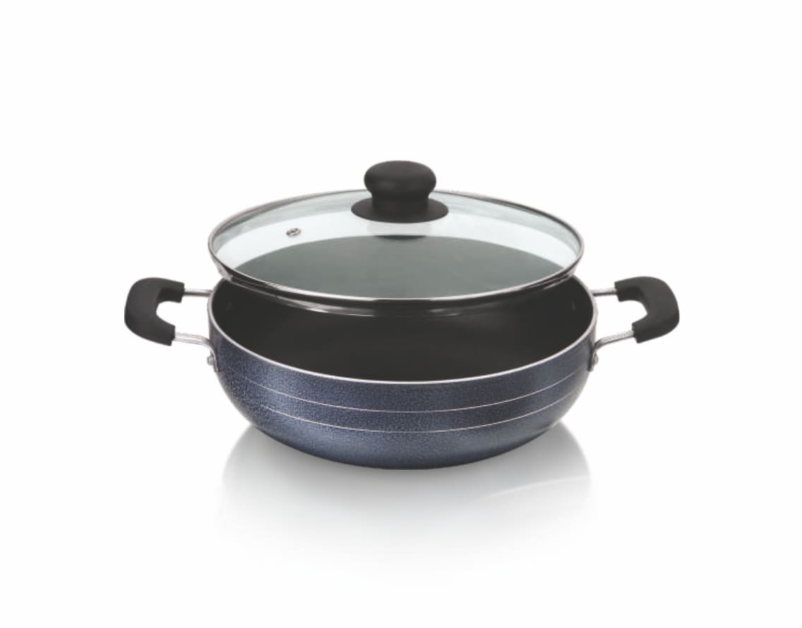 TEJAS Diamond Non-Stick Kadai with Glass Lid HMT