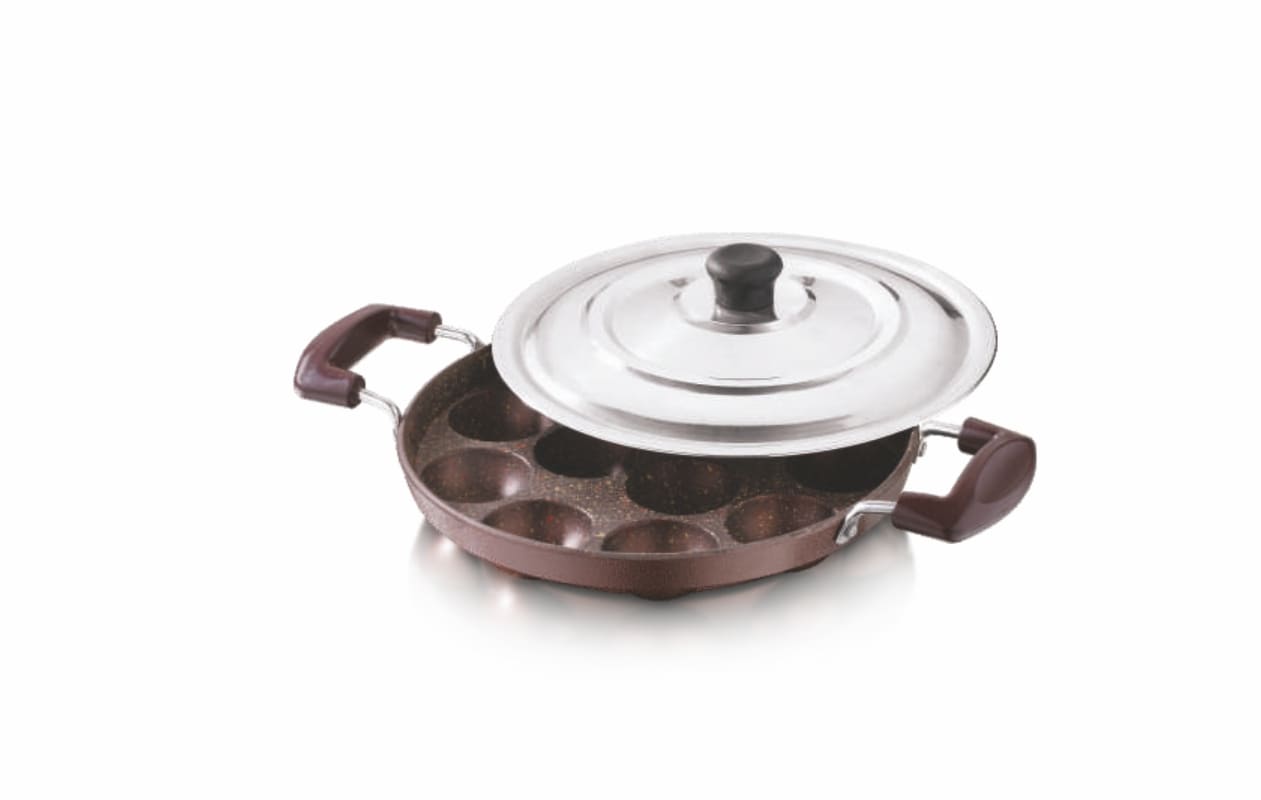 TEJAS Non-Stick Appam Patra (Heavy) 12 with S.S. Lid