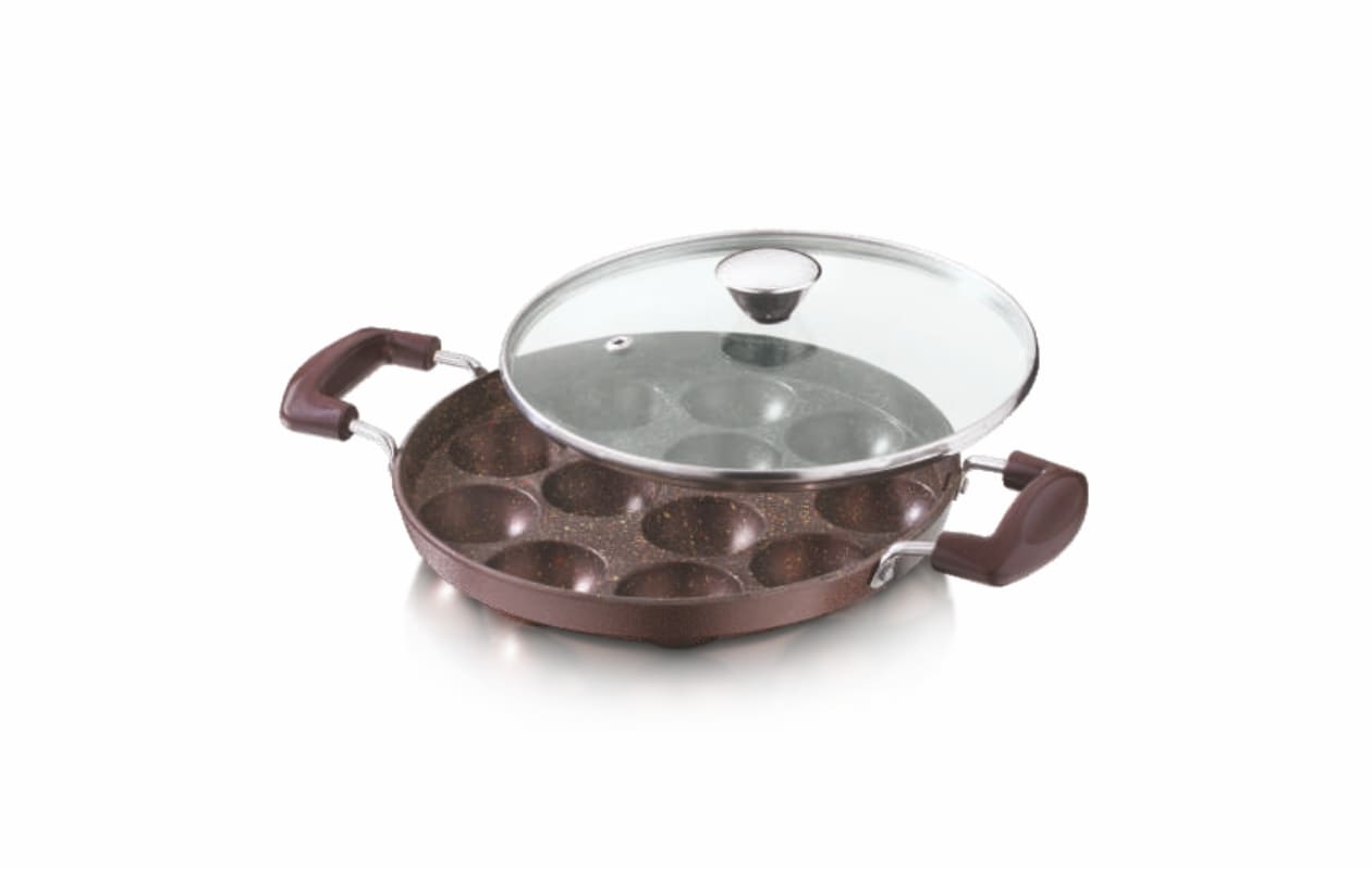 TEJAS Non-Stick Appam Patra 12 with Glass Lid